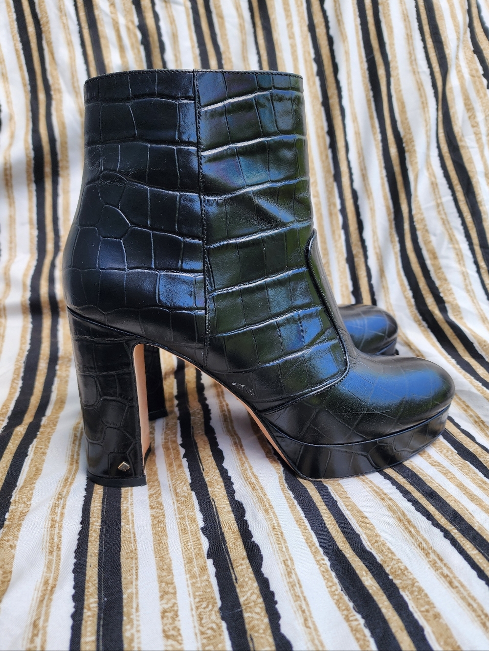 Kate Spade New York Barrett embossed leather high heel booties